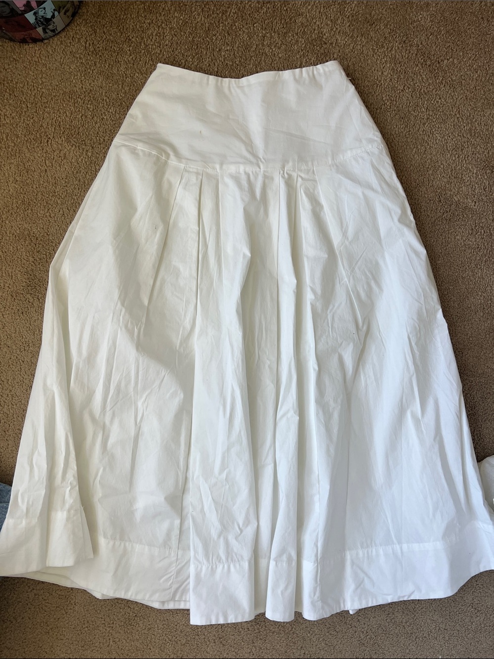 Babaton White Full A-Line Pleated Maxi Skirt